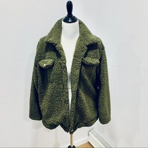 Olive Green Teddy Coat